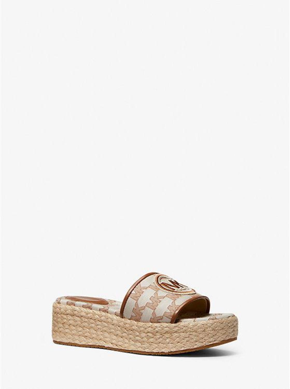 Sadler Logo Jacquard and Jute Wedge Sandal