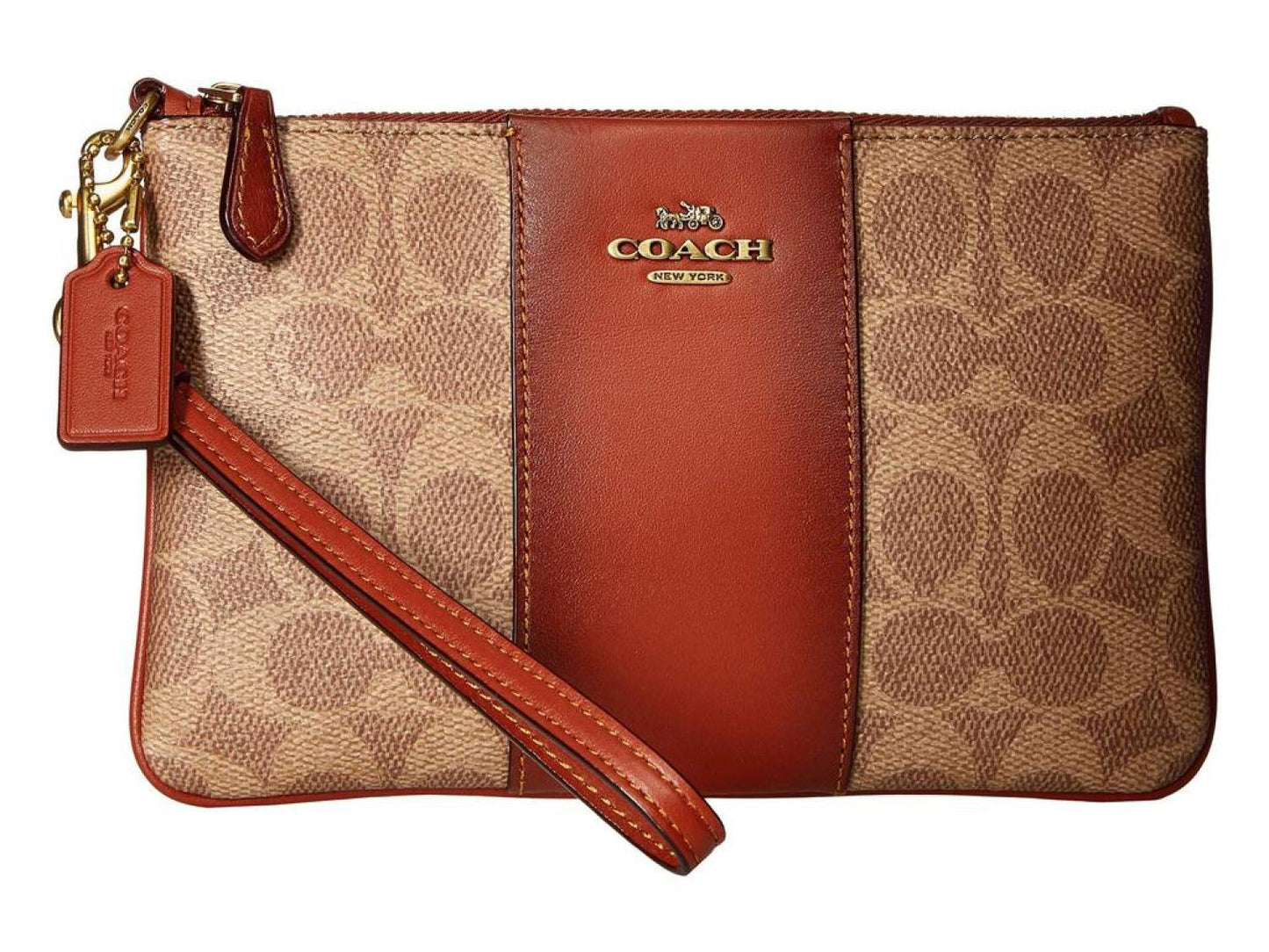 Color Block Coated Canvas Signature Small Wristlet