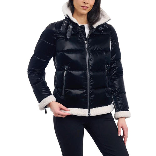 Women's Petite Faux-Shearling Shine Puffer Coat, Created for Macy's