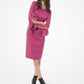 Stretch Wool Crepe Ruffled-Cuff Sheath Dress