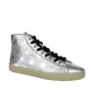 Saint Laurent Men's Metallic Leather Hi Top Sneaker