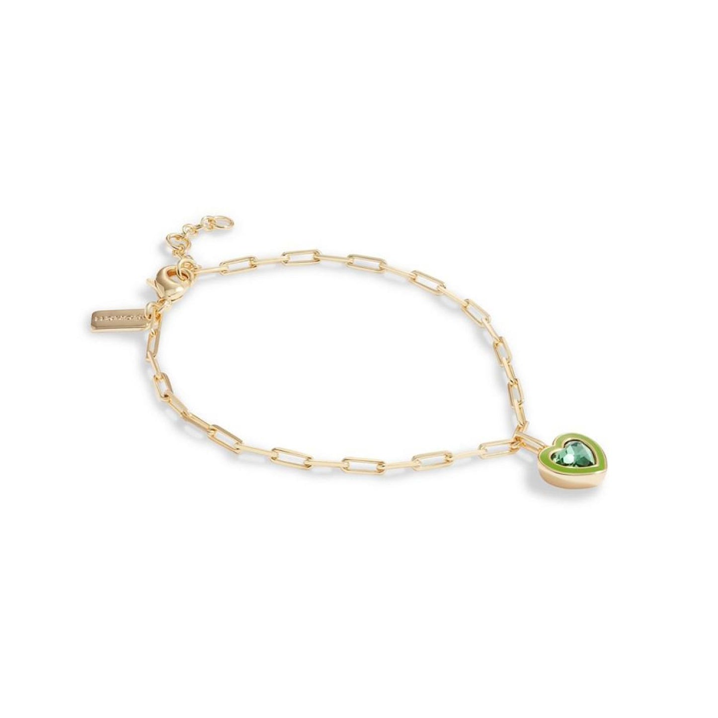 Faux Stone Crystal Heart Charm Bracelet