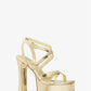 Paola Metallic Snake Embossed Leather Platform Sandal