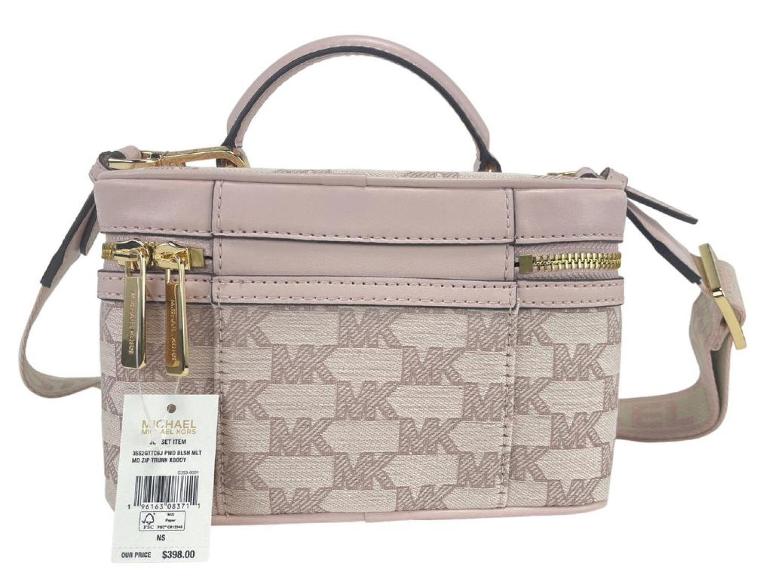 Michael Kors Jet Set Medium Powder Blush Jacquard Canvas Zip Trunk Cro Michael Kors Jet Set Medium Powder Blush Jacquard Canvas Zip Trunk Cro