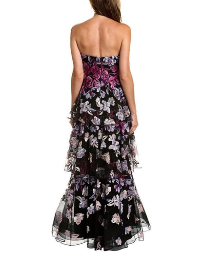 Marchesa Notte Tiered Strapless Gown