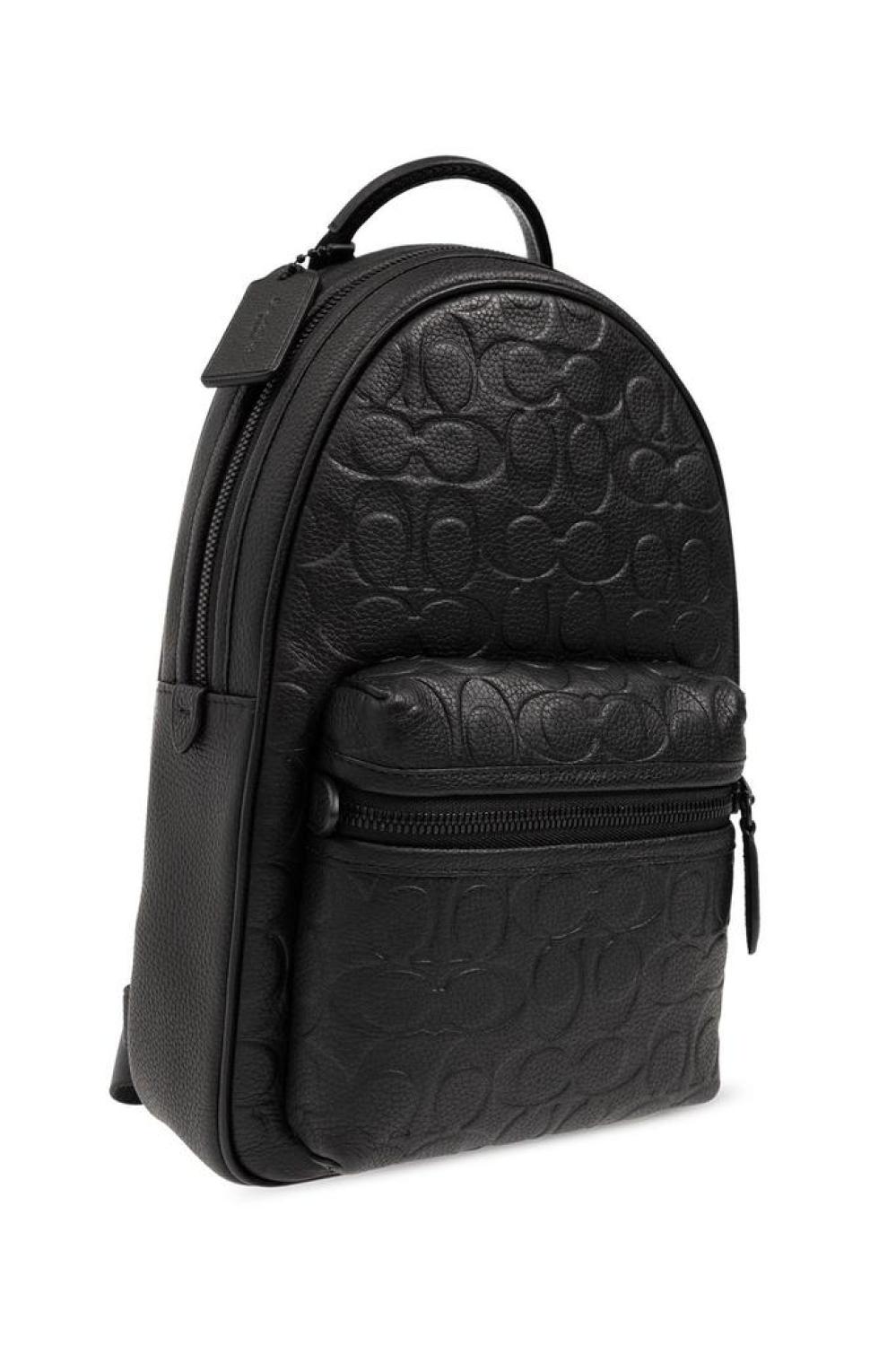 Coach Logo Embossed Zipped Backpack