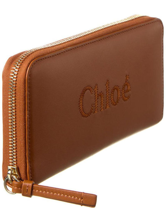 Chloé Sense Leather Zip Around Wallet