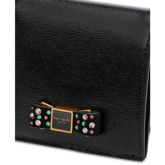 Morgan Bedazzled Bow Saffiano Leather Small Bifold Wallet