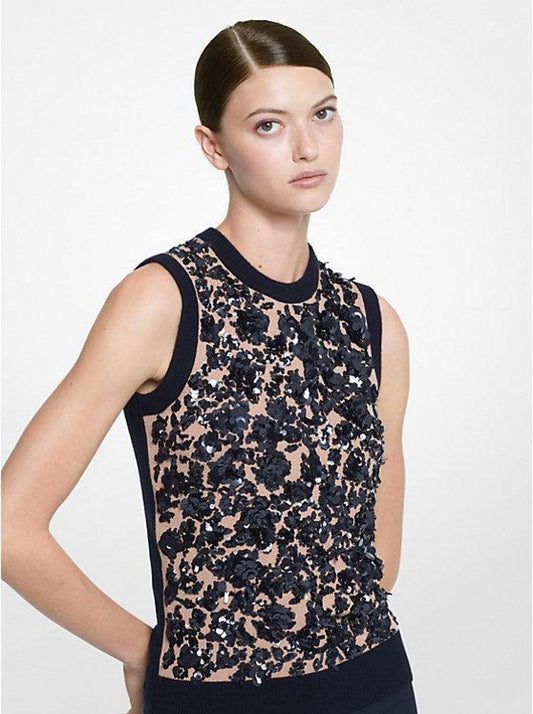 Floral Embroidered Cashmere Shell