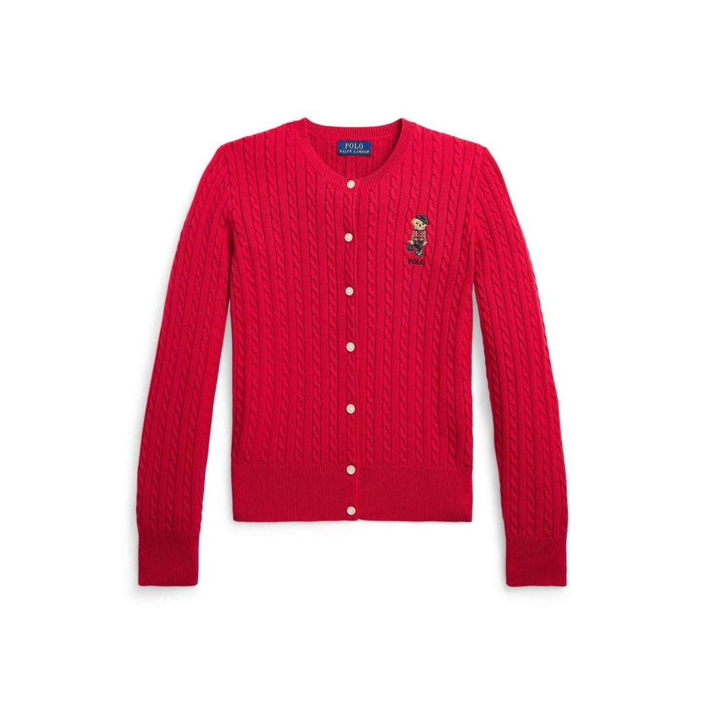 Polo Bear Mini-Cable Cotton Cardigan (Big Kids)