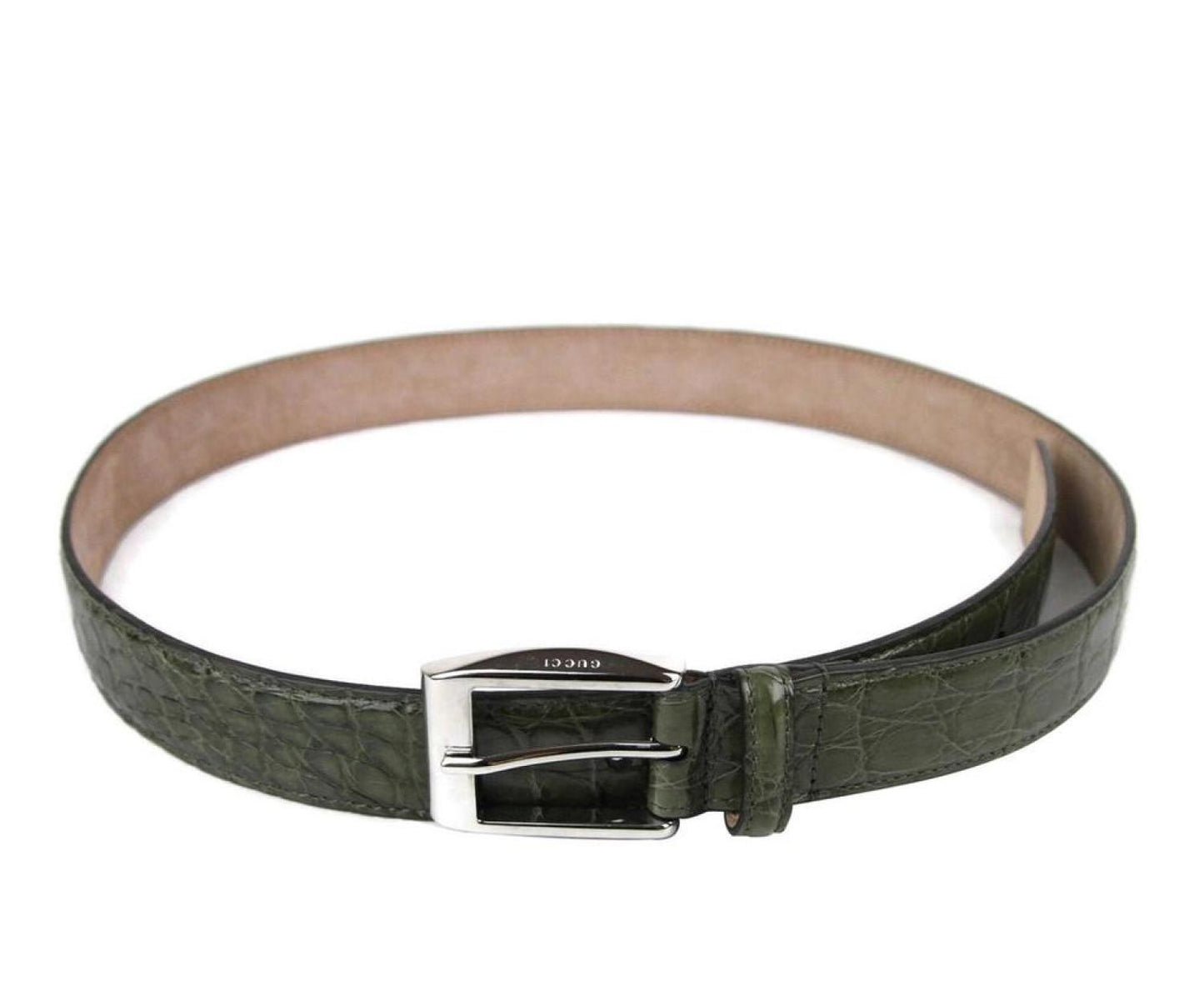 Gucci Men's Crocodile Classic Square Buckle Belt