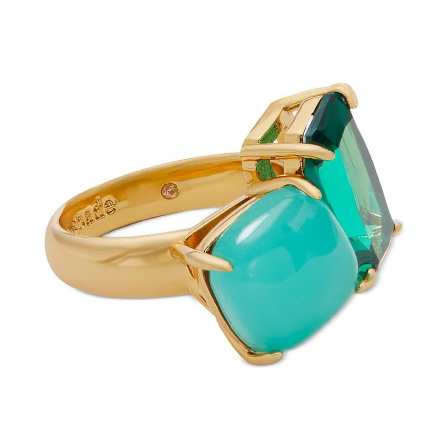 Gold-Tone Double Crystal Statement Ring