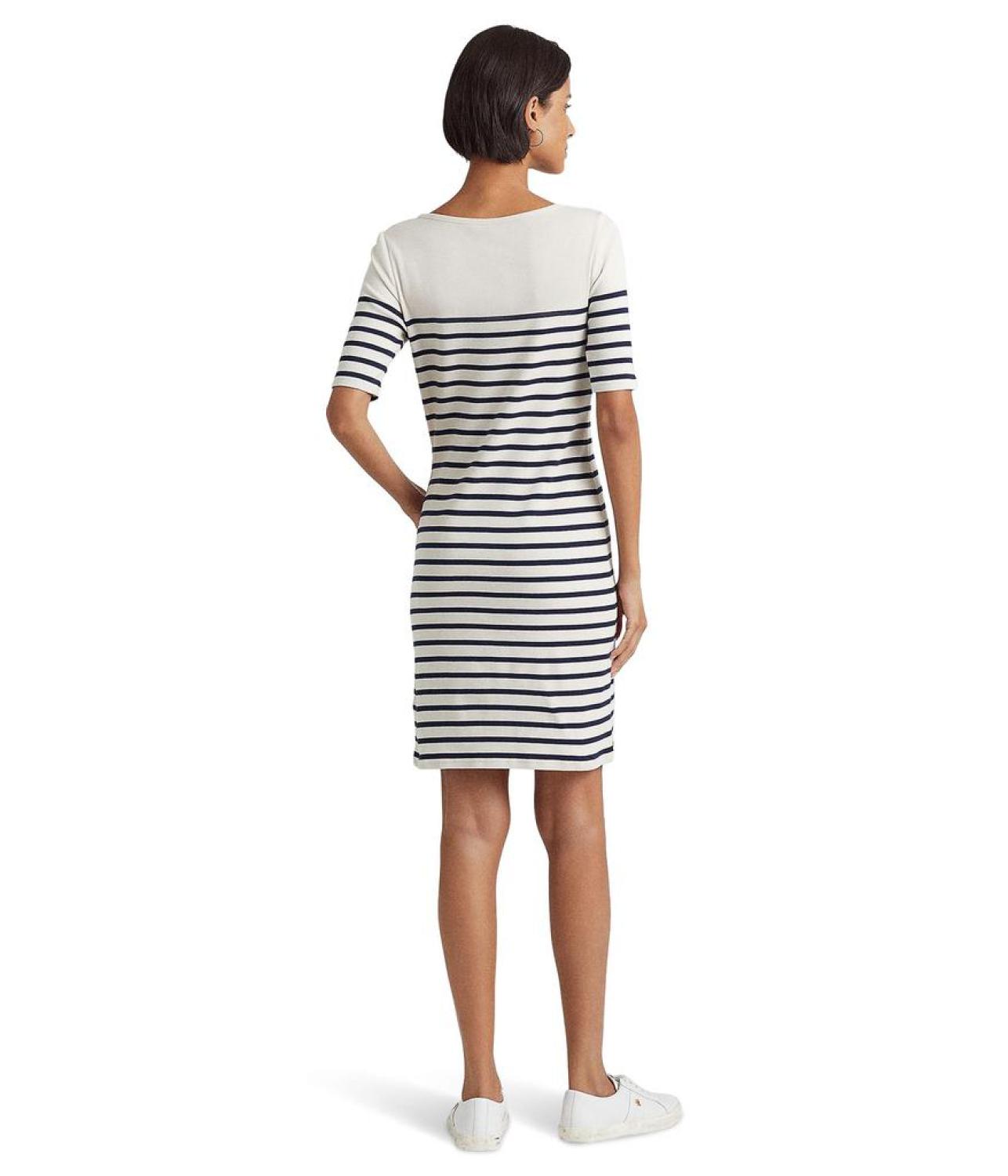 Striped Cotton Boatneck Dress
