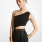 Stretch Cashmere Asymmetric Cutout Bodysuit