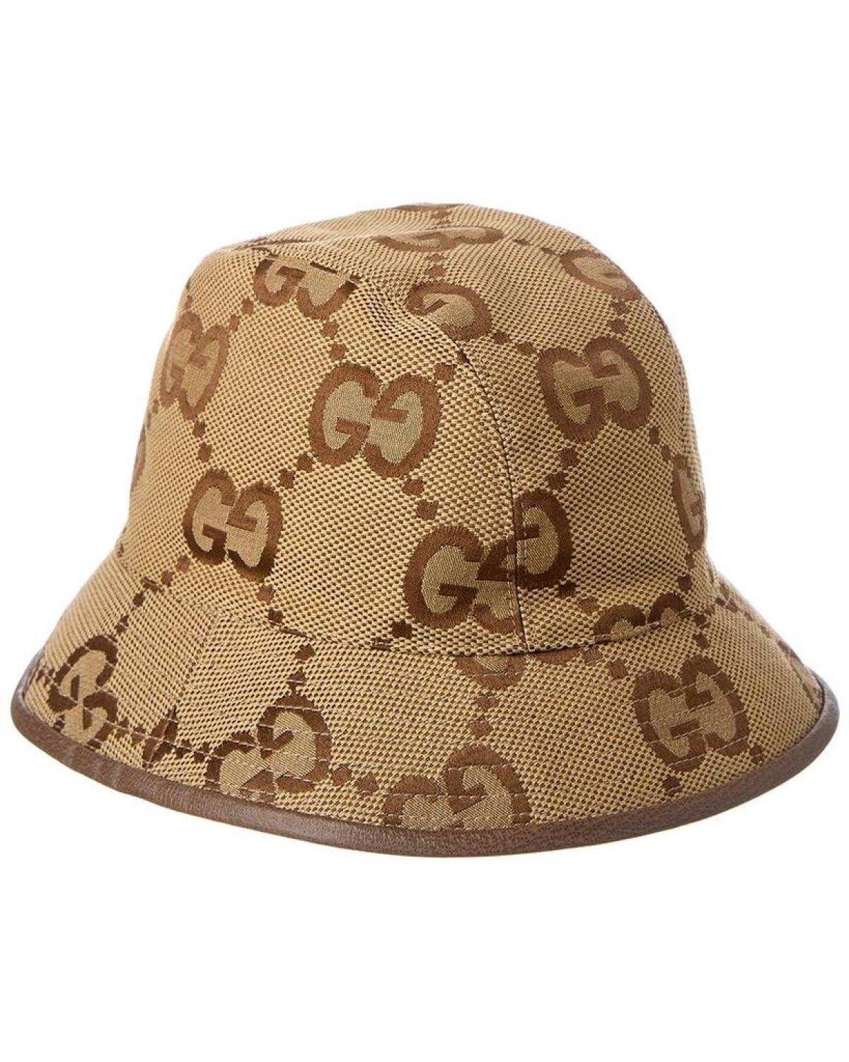 Gucci Jumbo GG Canvas Leather-Trim Bucket Hat
