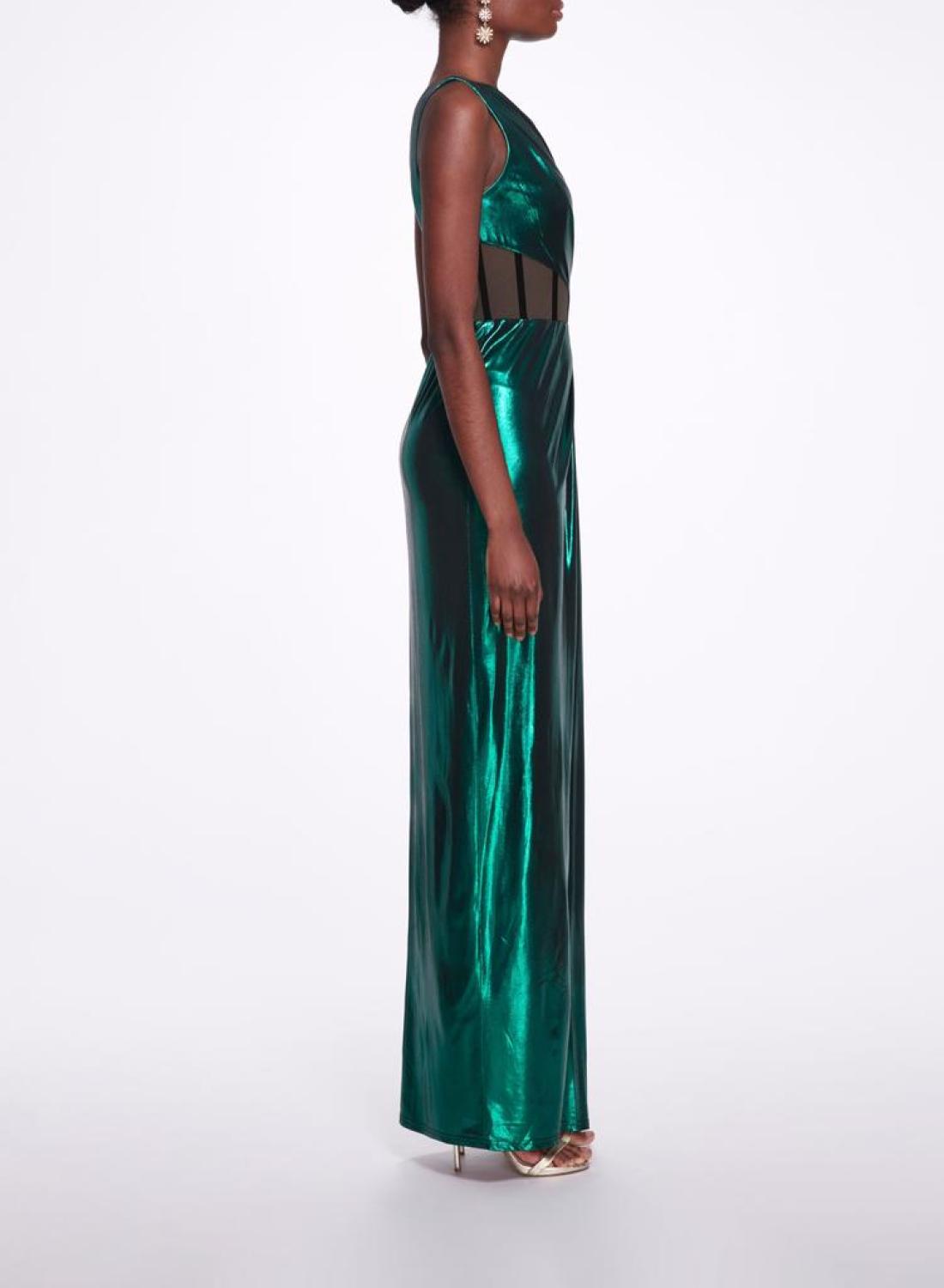 Side Cut-Out Foiled Gown