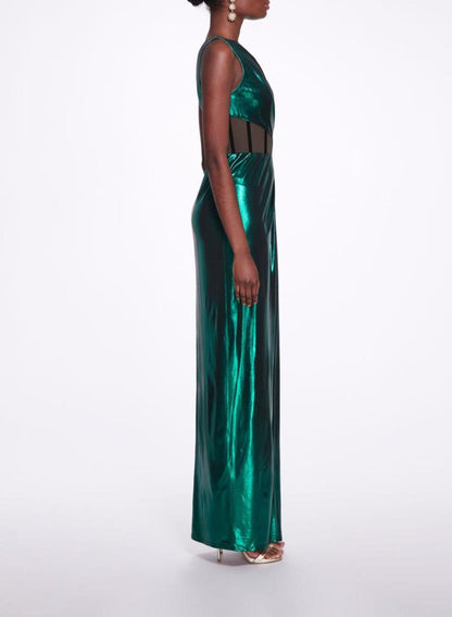 Side Cut-Out Foiled Gown