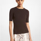 Ribbed Stretch Viscose T-Shirt