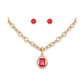 Crystal Orbital Stone Pendant Necklace & Stud Earrings Gift Set