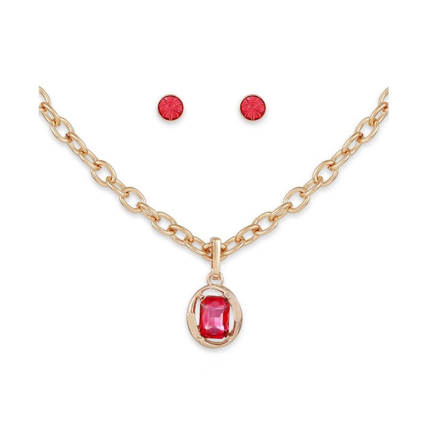 Crystal Orbital Stone Pendant Necklace & Stud Earrings Gift Set