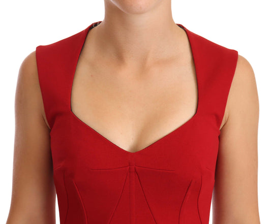 Dolce & Gabbana Elegant Sweetheart Midi Dress in Red