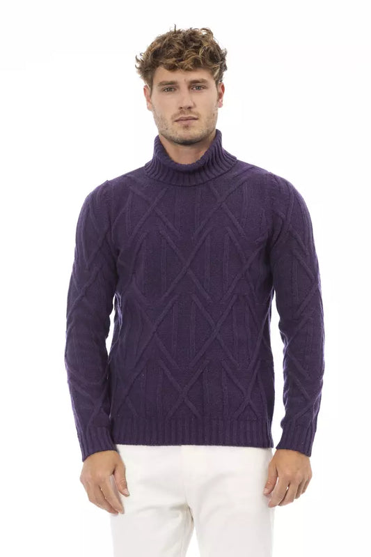 Alpha Studio Regal Purple Turtleneck Essential Sweater