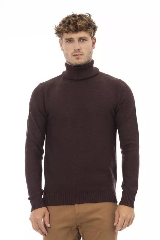 Alpha Studio Merino Wool Turtleneck Sweater - Elegant Brown