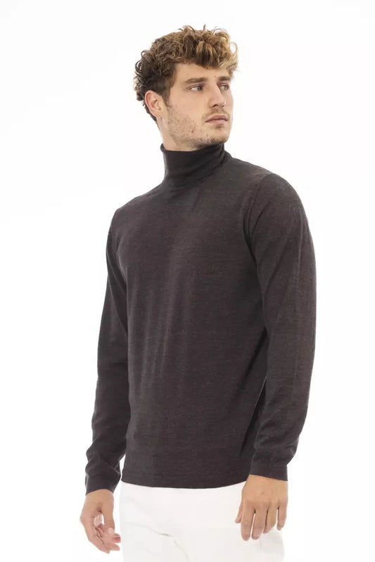 Alpha Studio Elegant Turtleneck Sweater in Rich Brown