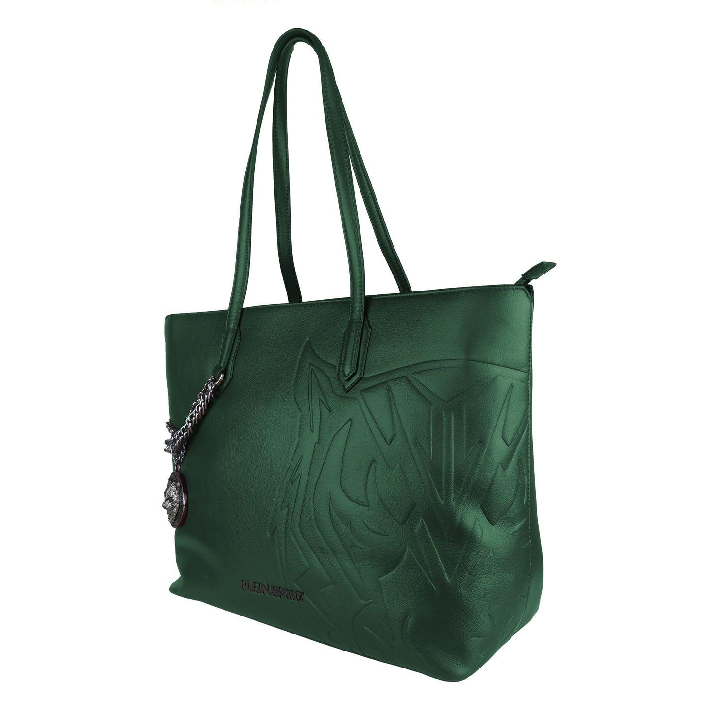 Plein Sport Eco-Leather Chic Dark Green Shopping Bag