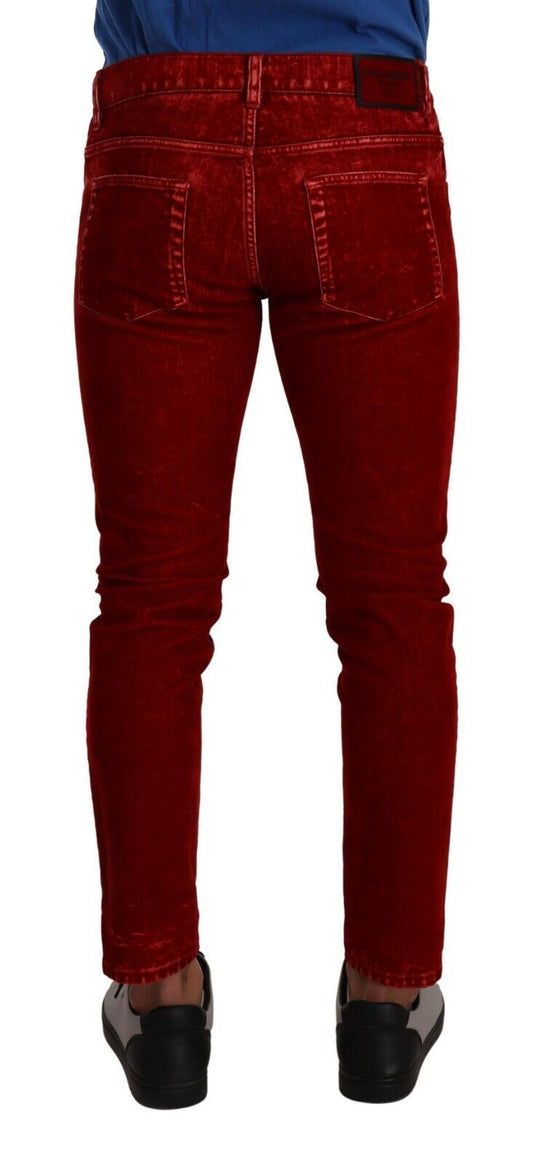 Dolce & Gabbana Ravishing Red Slim Fit Designer Jeans