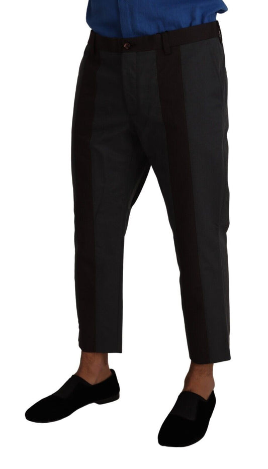 Dolce & Gabbana Elegant Cropped Pants in Gray and Bordeaux Hues