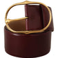 Dolce & Gabbana Dark Brown Leather Gold Metal Buckle Belt