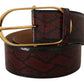 Dolce & Gabbana Elegant Red Python Leather Belt with Gold Buckle