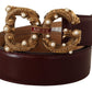 Dolce & Gabbana Bordeaux Leather Brass Logo Buckle Baroque Amore Belt