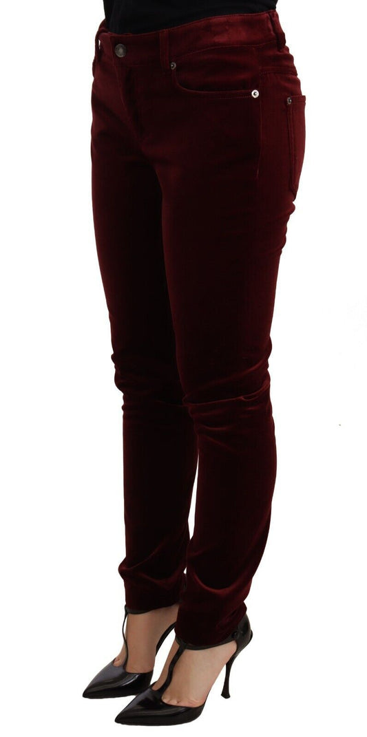 Dolce & Gabbana Elegant Red Velvet Skinny Pants