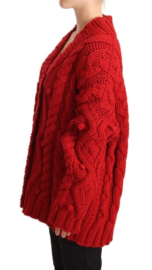 Dolce & Gabbana Ravishing Red Virgin Wool Cardigan