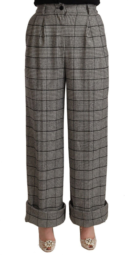Dolce & Gabbana Elegant High Waist Straight Trousers In Grey