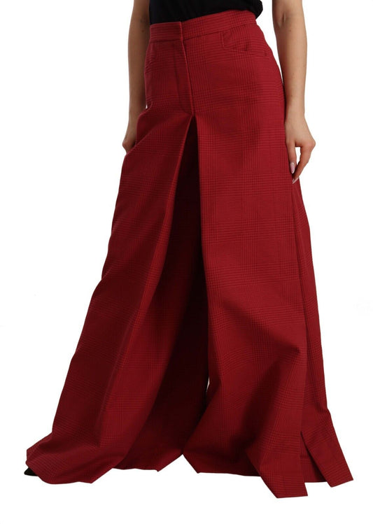 Dolce & Gabbana Elegant High Waist Wide Leg Pants in Red