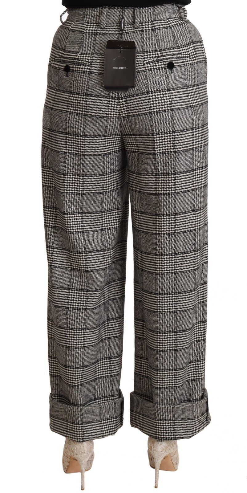 Dolce & Gabbana Elegant High Waist Straight Trousers In Grey