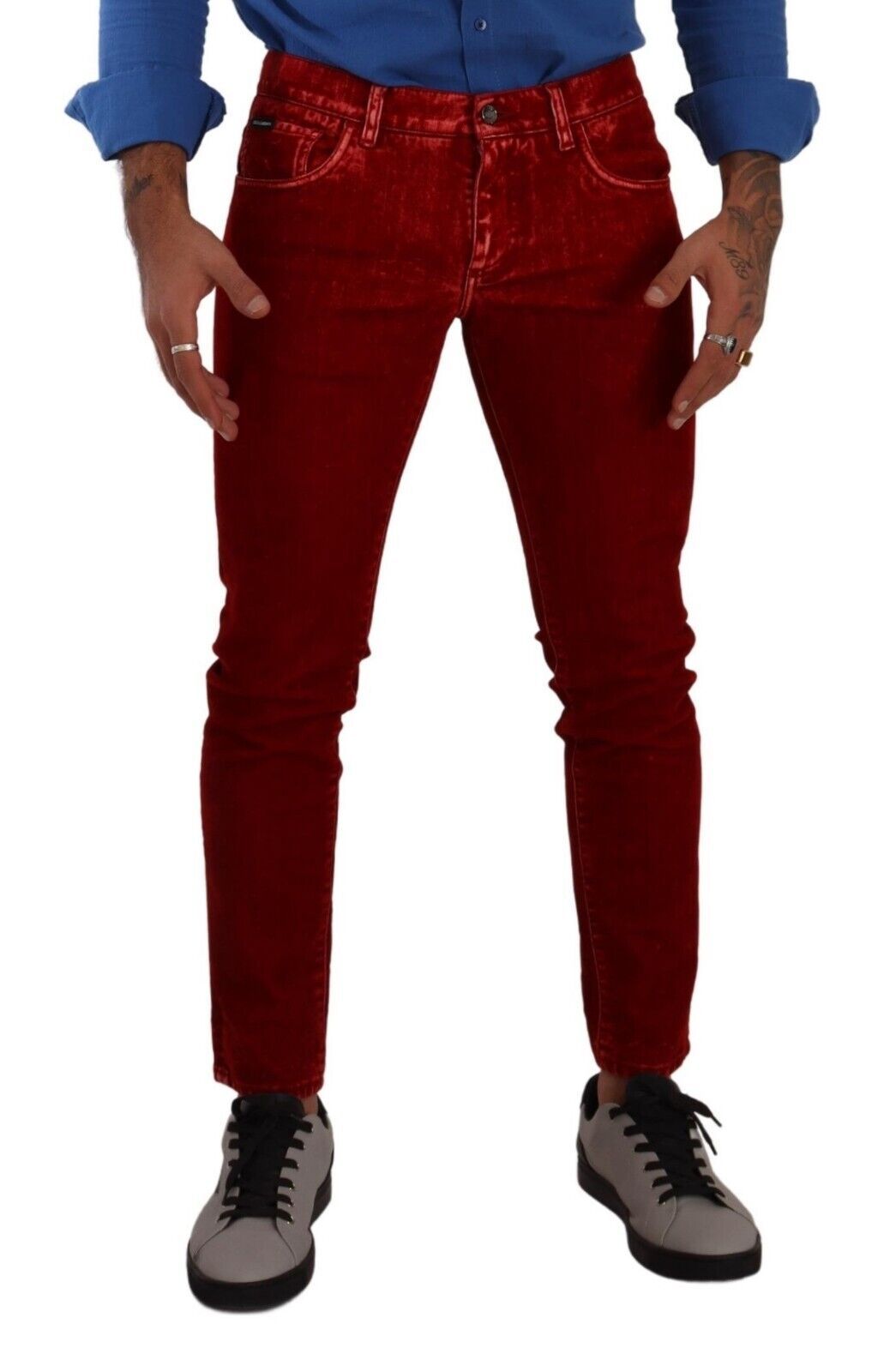 Dolce & Gabbana Ravishing Red Slim Fit Designer Jeans