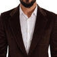 Dolce & Gabbana Elegant Brown Corduroy Slim Fit Blazer