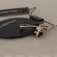 Dolce & Gabbana Chic Black Leather Keychain with Silver Accents