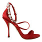 Dolce & Gabbana Red Crystal-Embellished Heel Sandals