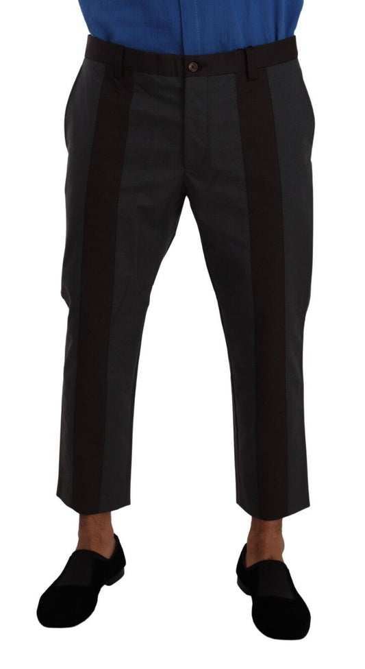 Dolce & Gabbana Elegant Cropped Pants in Gray and Bordeaux Hues