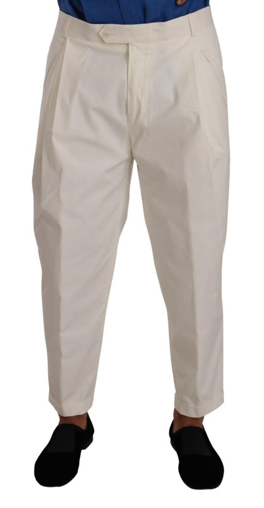 Dolce & Gabbana Elegant White Cotton Stretch Dress Pants