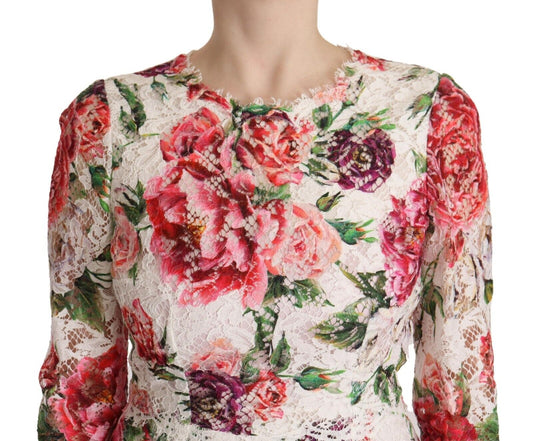 Dolce & Gabbana Elegant Sheath Lace Floral Midi Dress