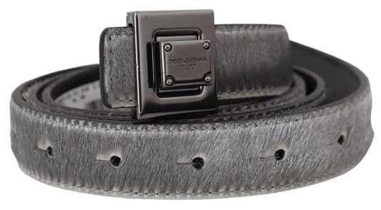 Dolce & Gabbana Elegant Silver Leather Designer Belt