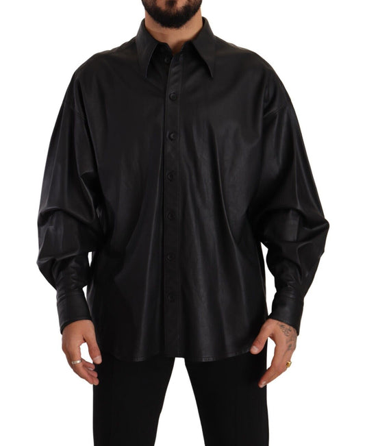 Dolce & Gabbana Elegant Black Leather Jacket