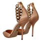 Dolce & Gabbana Elegant Beige Silk Ankle Strap Pumps
