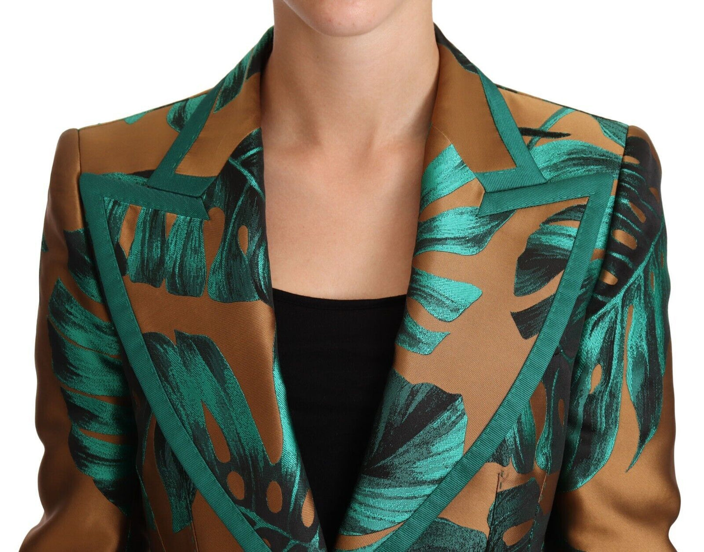 Dolce & Gabbana Elegant Leaf Print Silk-Blend Coat